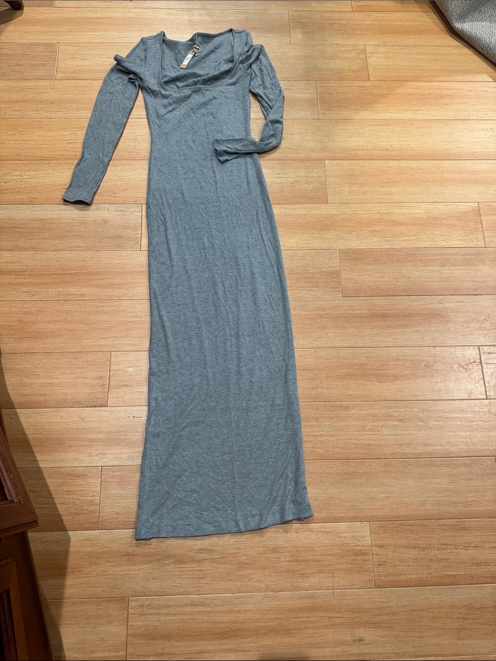 SKIMS Heather Gray Long-Sleeve Maxi Dress
